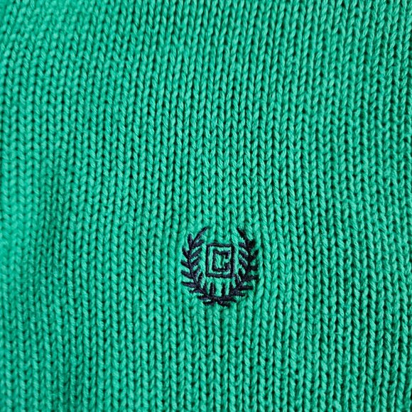 Chaps 100% cotton green men's quarter zip knit sweater size medium - Picture 2 of 6